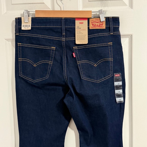 Levis 726 Jeans Womens 31x30 Blue NWT High Rise Flare Dark Wash Y2K Retro - Picture 3 of 12